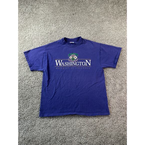 VINTAGE 90s Washington DC Shirt Mens Large Purple Nations Capital Single Stitch - Picture 1 of 8